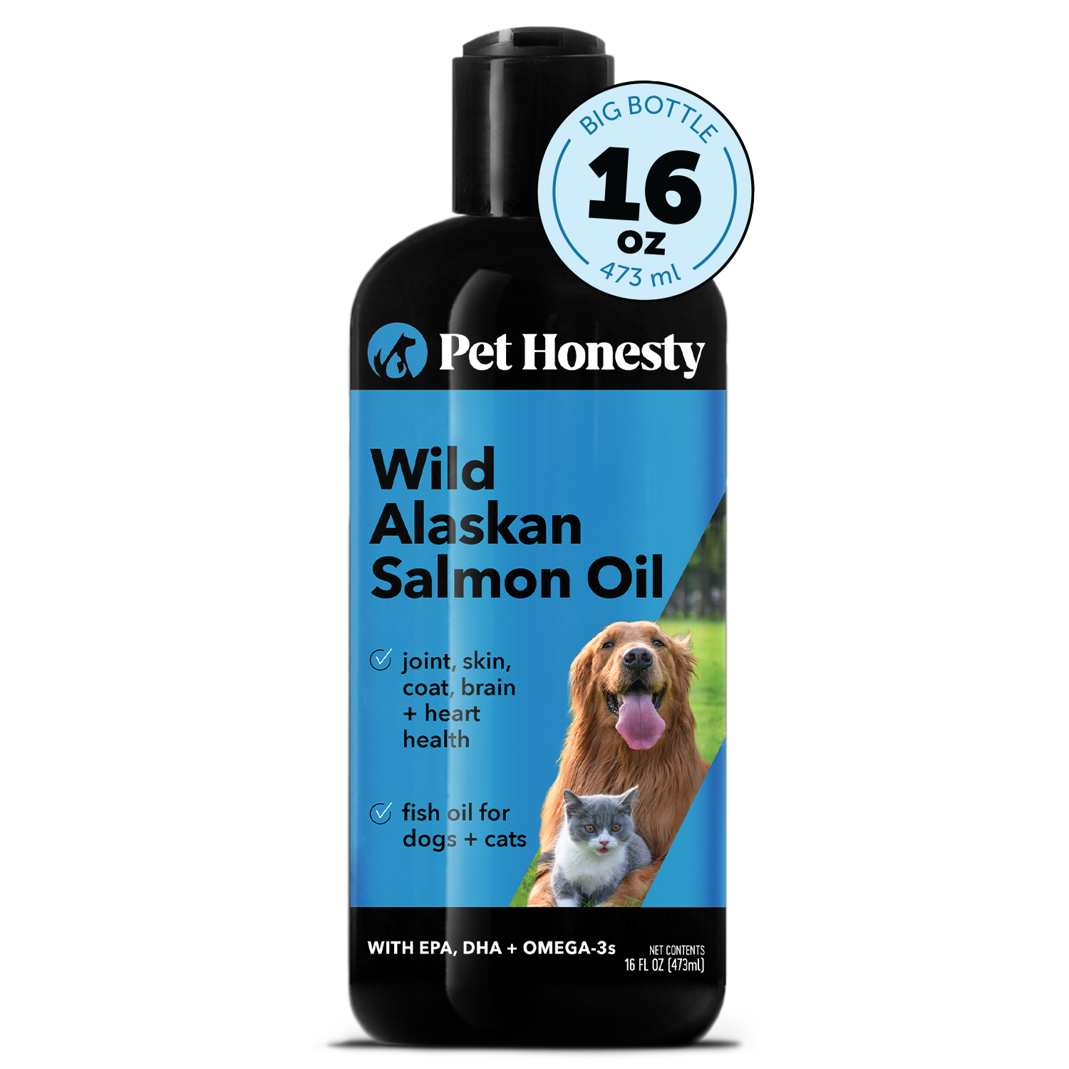 Wild Alaskan Salmon Oil 16 Ounces For Dogs and Cats Pet Honesty